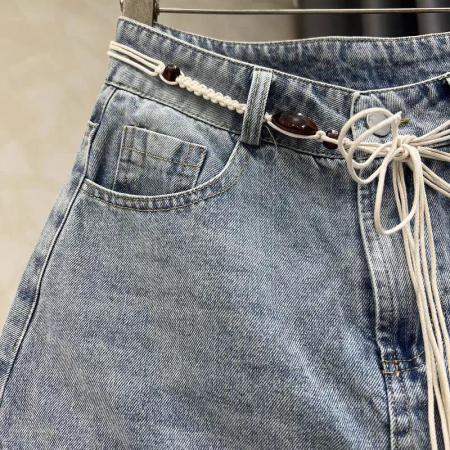 春夏新款拼接网纱蛋糕牛仔半身裙女高腰时尚拼接网纱长裙子无链子 服裝批發女裝批發服飾貨源