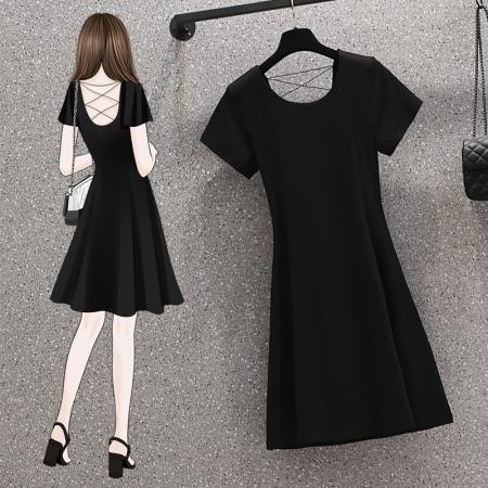 大码女装夏新款韩版气质修身连衣...