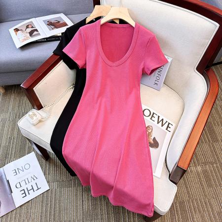 BY12205# 大码女装ins超火辣妹纯欲风连衣裙女修身显瘦高腰包臀裙 服裝批發女裝批發服飾貨源