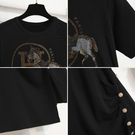 BY12206# 大码女装夏法式赫本风不规则针织连衣裙女神范小心机裙子 服裝批發女裝批發服飾貨源