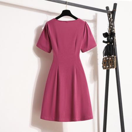 BY12207# 大码女装夏季新款褶皱显瘦收腰气质洋气微胖穿搭连衣裙女 服裝批發女裝批發服飾貨源