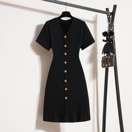 BY12210# 大码女装夏新款针织连衣裙女中长款夏装遮肉百搭显瘦裙子 服裝批發女裝批發服飾貨源