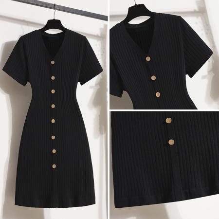 BY12210# 大码女装夏新款针织连衣裙女中长款夏装遮肉百搭显瘦裙子 服裝批發女裝批發服飾貨源