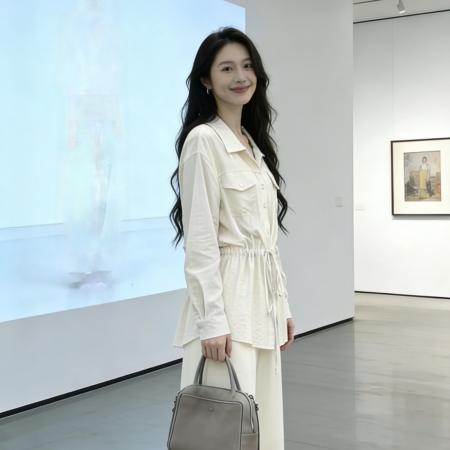 BY12238# 春夏新款休闲慵懒风长袖系带收腰衬衫女＋阔腿裤两件套套装 服裝批發女裝批發服飾貨源