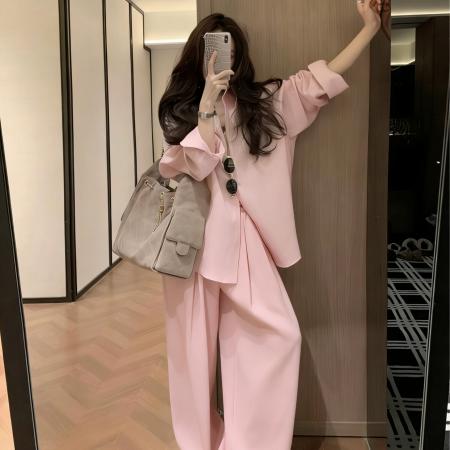 老钱风松弛感套装女春季薄款防晒衬衫外套休闲阔腿裤子两件套 服裝批發女裝批發服飾貨源