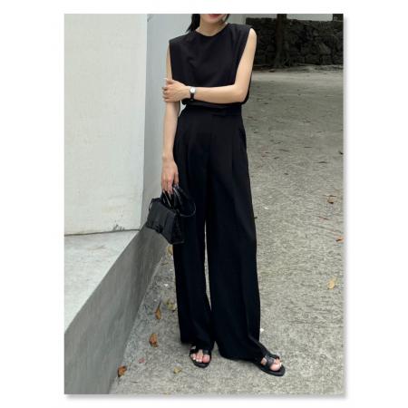 BY12249# 灰色时尚套装两件套显瘦气质简约韩系洋气通勤设计感夏季新款 服裝批發女裝批發服飾貨源