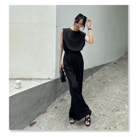 BY12249# 灰色时尚套装两件套显瘦气质简约韩系洋气通勤设计感夏季新款 服裝批發女裝批發服飾貨源