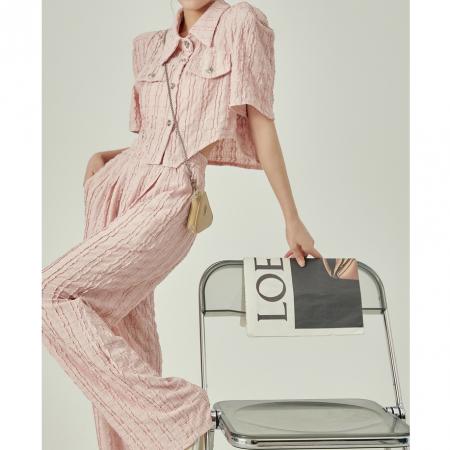 小香风气质休闲套装夏新款轻奢高级感干练通勤百搭韩版两件套 服裝批發女裝批發服飾貨源