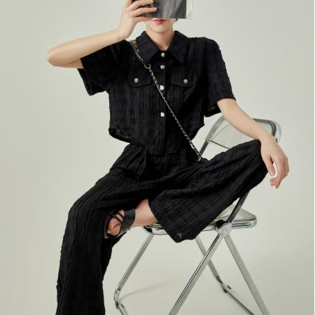 小香风气质休闲套装夏新款轻奢高级感干练通勤百搭韩版两件套 服裝批發女裝批發服飾貨源