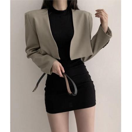 短款黑色韩版西装外套新款春秋气质休闲百搭上衣通勤小西服 服裝批發女裝批發服飾貨源