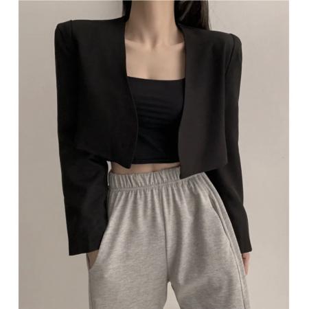 短款黑色韩版西装外套新款春秋气质休闲百搭上衣通勤小西服 服裝批發女裝批發服飾貨源