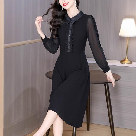 秋季新款通勤工装衬衫裙百搭显瘦...