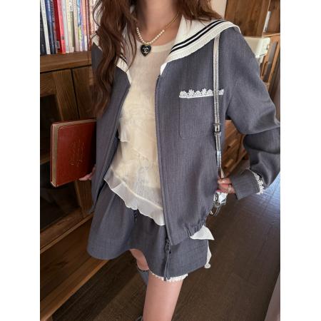 白色刺绣花打底衫女早春设计感不规则蕾丝边拼接针织衫上衣 服裝批發女裝批發服飾貨源