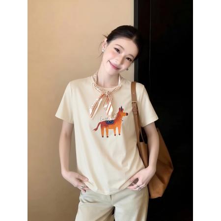 绝美巨好看印花短袖T恤女春夏季...