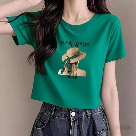 短款T恤女新款夏季正肩短袖小众...