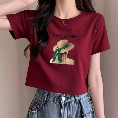 短款T恤女新款夏季正肩短袖小众热辣打底上衣潮 服裝批發女裝批發服飾貨源