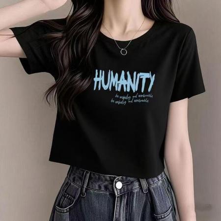 短款T恤女新款夏季正肩短袖小众热辣打底上衣潮 服裝批發女裝批發服飾貨源