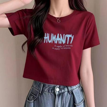 短款T恤女新款夏季正肩短袖小众热辣打底上衣潮 服裝批發女裝批發服飾貨源