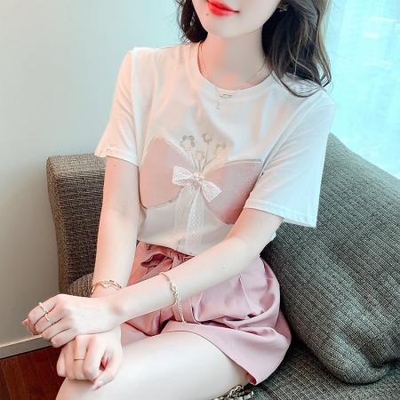 女装短袖T恤夏季新款高级感上衣独特别致时尚洋气时髦百搭 服裝批發女裝批發服飾貨源