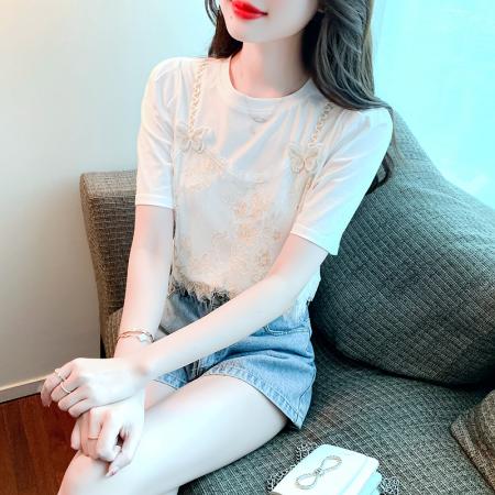 夏季短袖雪纺衫女新款潮别致法式...