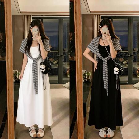 大码胖MM韩系显瘦吊带连衣裙+...