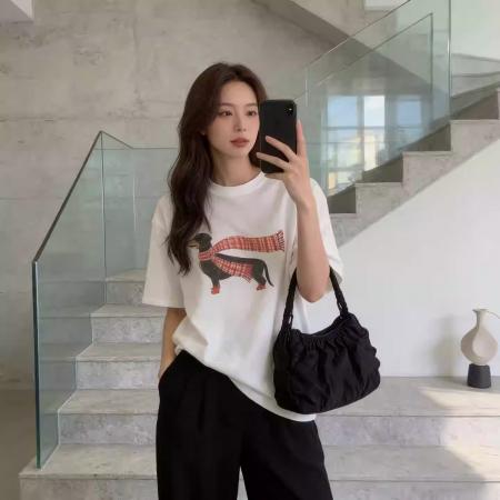 BY12318# 韩系纯棉夏季新款bm港味宽松百搭上衣chic卡通印花短袖T恤女 服裝批發女裝批發服飾貨源