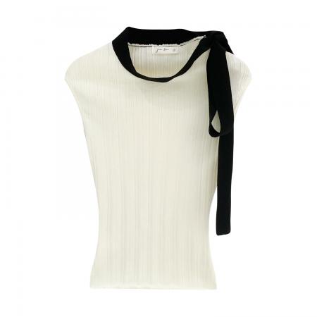 BY12325# 图韩系温柔撞色系带无袖针织背心女夏新款设计感修身显瘦上衣 服裝批發女裝批發服飾貨源