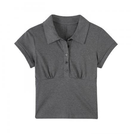 BY12326# 图超火减龄POLO领正肩短袖T恤女夏季新款辣妹修身短款上衣 服裝批發女裝批發服飾貨源