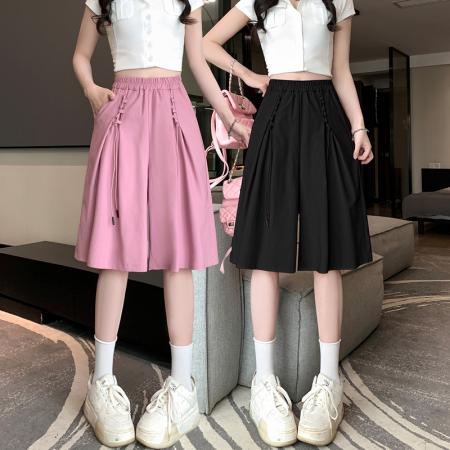 BY12333# 夏新款五分裤中裤热裤宽松型高腰纯色女士国风清凉六分裤 服裝批發女裝批發服飾貨源