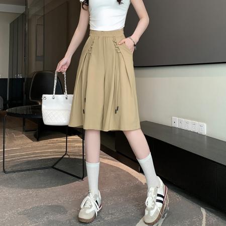 BY12333# 夏新款五分裤中裤热裤宽松型高腰纯色女士国风清凉六分裤 服裝批發女裝批發服飾貨源