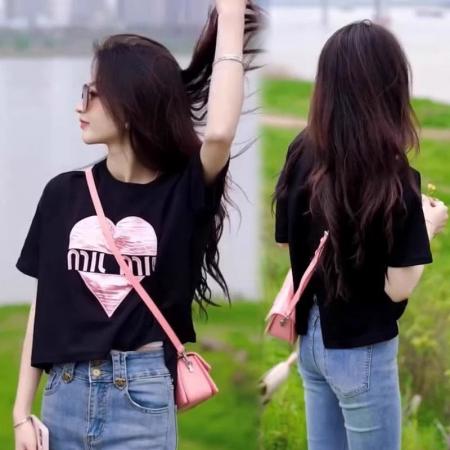 BY12347# 纯棉夏季短款设计感后背不规则开叉圆领上衣 服裝批發女裝批發服飾貨源