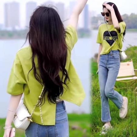 BY12347# 纯棉夏季短款设计感后背不规则开叉圆领上衣 服裝批發女裝批發服飾貨源