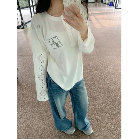 BY12356# 刺绣+钉珠+原版辅料广州雪花棉微透防晒罩衫女 服裝批發女裝批發服飾貨源