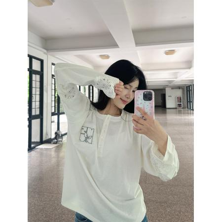 BY12356# 刺绣+钉珠+原版辅料广州雪花棉微透防晒罩衫女 服裝批發女裝批發服飾貨源