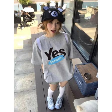 BY12364# 美式高街纯棉短袖t恤女夏季新款宽松设计感小众复古潮牌上衣 服裝批發女裝批發服飾貨源