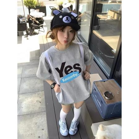 BY12364# 美式高街纯棉短袖t恤女夏季新款宽松设计感小众复古潮牌上衣 服裝批發女裝批發服飾貨源