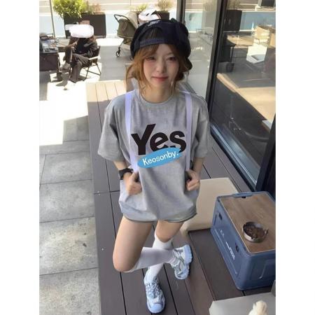 BY12364# 美式高街纯棉短袖t恤女夏季新款宽松设计感小众复古潮牌上衣 服裝批發女裝批發服飾貨源