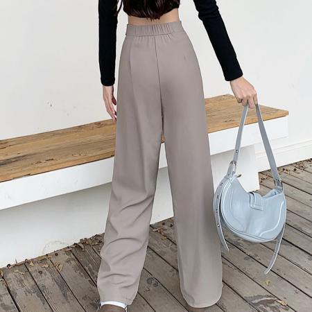 BY12371# 西装料包边小众西装休闲阔腿长裤女装高腰宽松直筒裤 服裝批發女裝批發服飾貨源