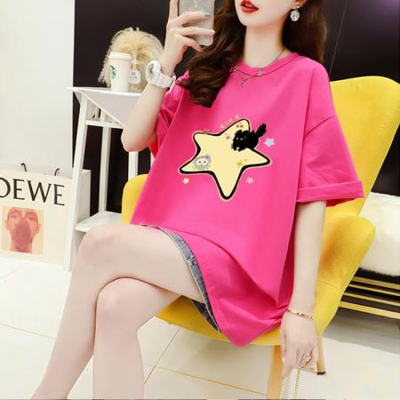 BY12372# 纯棉夏季超火设计印花圆领短袖T恤女 服裝批發女裝批發服飾貨源