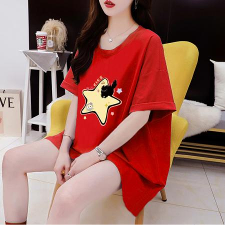 BY12372# 纯棉夏季超火设计印花圆领短袖T恤女 服裝批發女裝批發服飾貨源