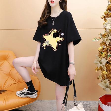 BY12372# 纯棉夏季超火设计印花圆领短袖T恤女 服裝批發女裝批發服飾貨源