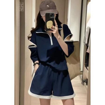 BY12377# 官方图夏季欧货休闲运动套装阔腿短裤设计感两件套女 服裝批發女裝批發服飾貨源