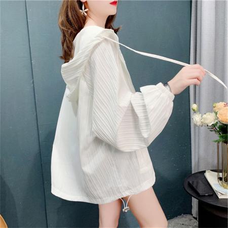 BY12384# 夏季设计感纯色长袖防晒衬衫女 服裝批發女裝批發服飾貨源