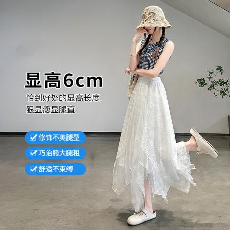 BY12391# 春夏新款不规则蕾丝拼接半身裙小个子松紧腰伞裙 服裝批發女裝批發服飾貨源