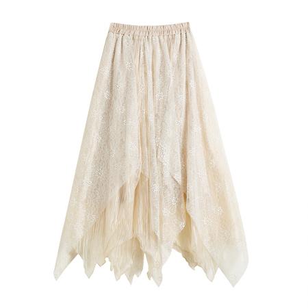 BY12391# 春夏新款不规则蕾丝拼接半身裙小个子松紧腰伞裙 服裝批發女裝批發服飾貨源