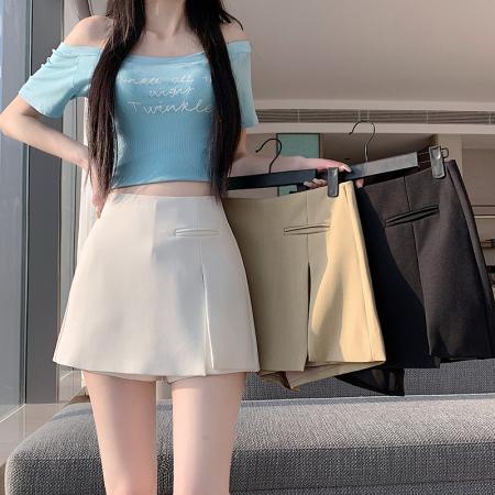 BY12394# 新款西装料裙裤短裤女春夏新款显瘦百搭小个子外穿短裙 服裝批發女裝批發服飾貨源