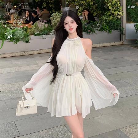 BY12404# 白月光露肩挂...