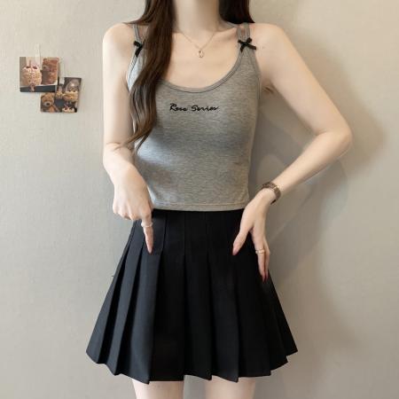 BY12422# 大码胖mm夏季新款蝴蝶结带胸垫内搭小吊带背心女夏季外穿上衣 服裝批發女裝批發服飾貨源