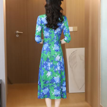 BY12427# 时尚扎染风连衣裙七分袖春夏飘逸自然风显瘦高级女 服裝批發女裝批發服飾貨源