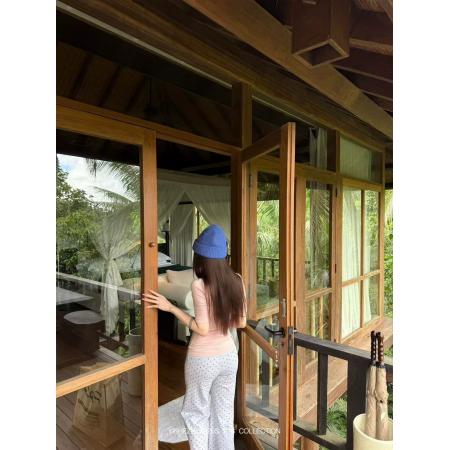 BY12441# 原创波点休闲女微喇显瘦遛弯裤直筒拖地裤子 服裝批發女裝批發服飾貨源